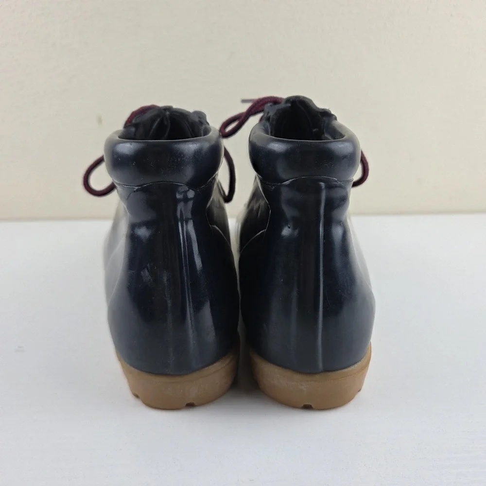 Lands End Vintage Rubber Navy Blue Rain Duck Garden Shoe Boots Women's Size 9 M